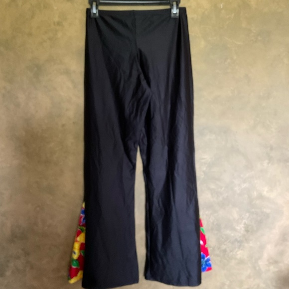 Vintage Stretchy Black and Floral Flares Bellbottom Pants - Picture 3 of 8